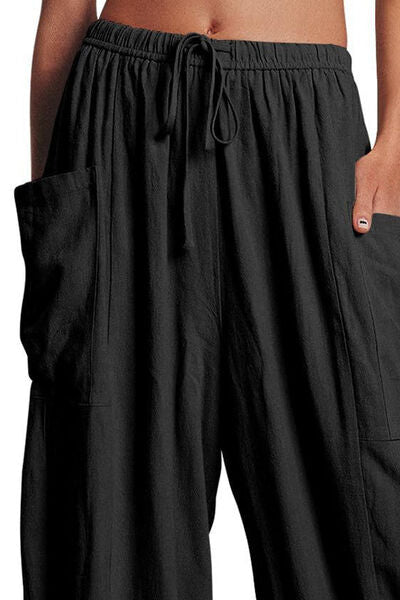 Full Size Pocketed Drawstring Wide Leg Pants - Pahabu - Women's Clothing & Shop