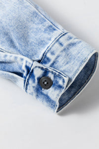 Distressed Button Up Hooded Denim Jacket with Pockets - Pahabu - Women's Clothing & Shop