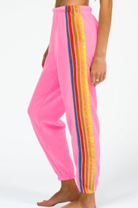 Contrast Striped Elastic Waist Active Pants - Pahabu - Women's Clothing & Shop