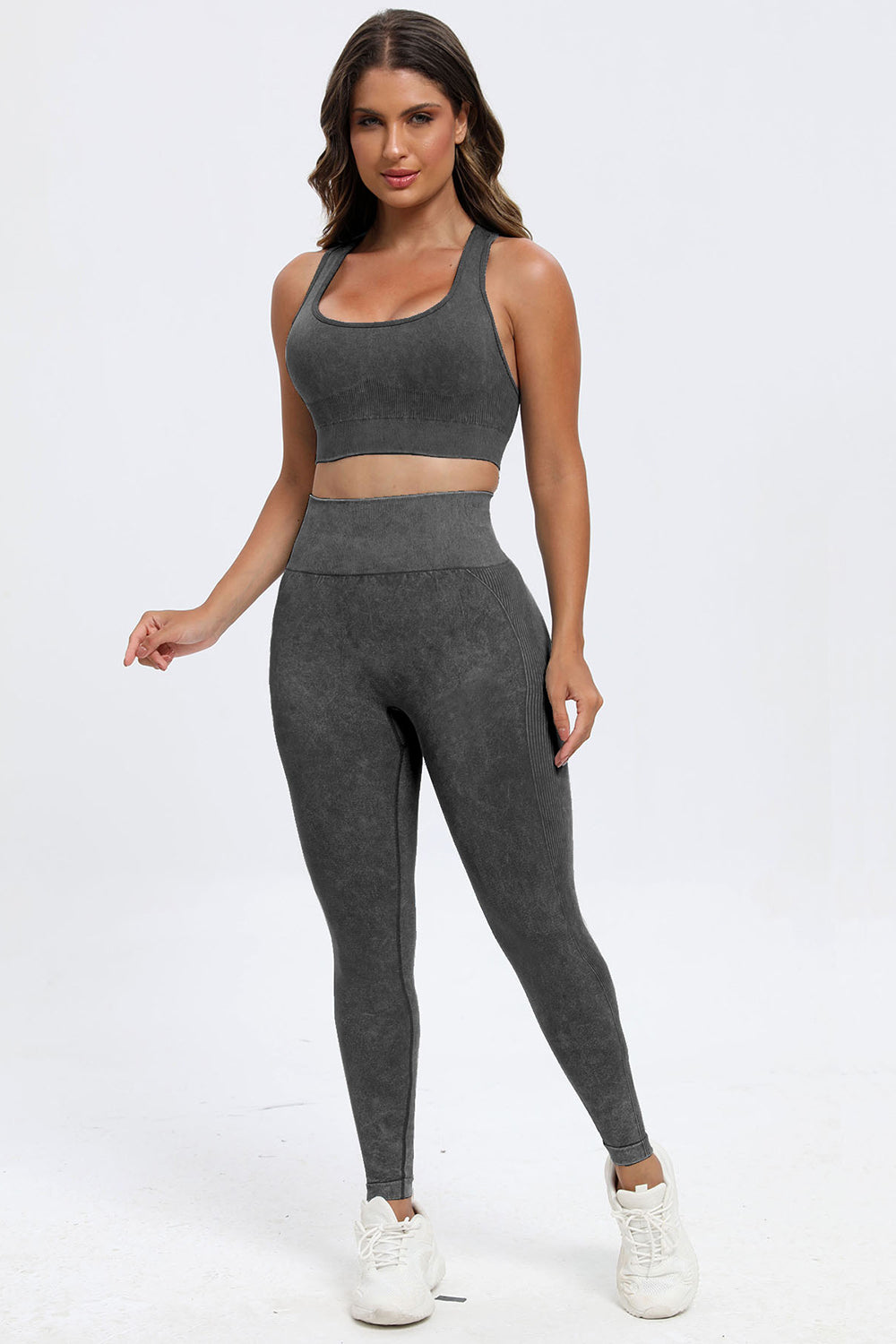 3 Piece Washed Square Neck Wide Strap Active Set - Pahabu - Women's Clothing & Shop