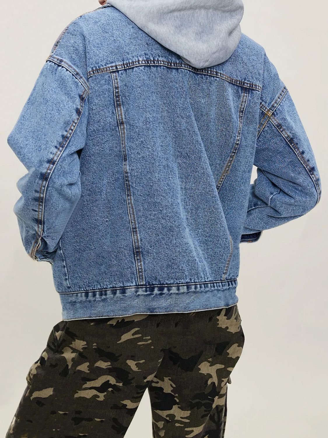 Button Up Collared Neck Long Sleeve Denim Jacket - Pahabu - Women's Clothing & Shop