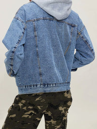 Button Up Collared Neck Long Sleeve Denim Jacket - Pahabu - Women's Clothing & Shop