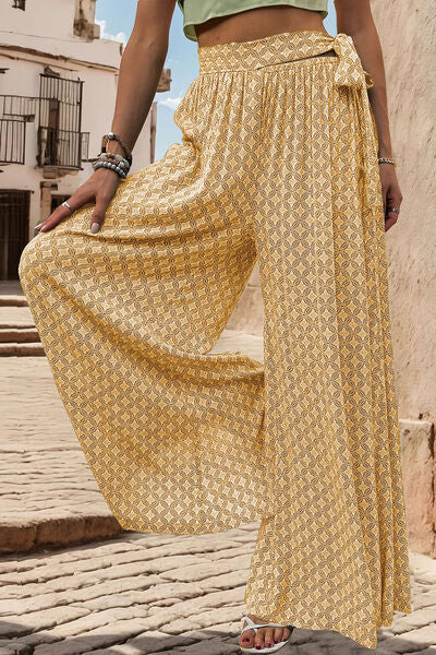 Perfee Printed Tied Wide Leg Pants - Pahabu - Women's Clothing & Shop