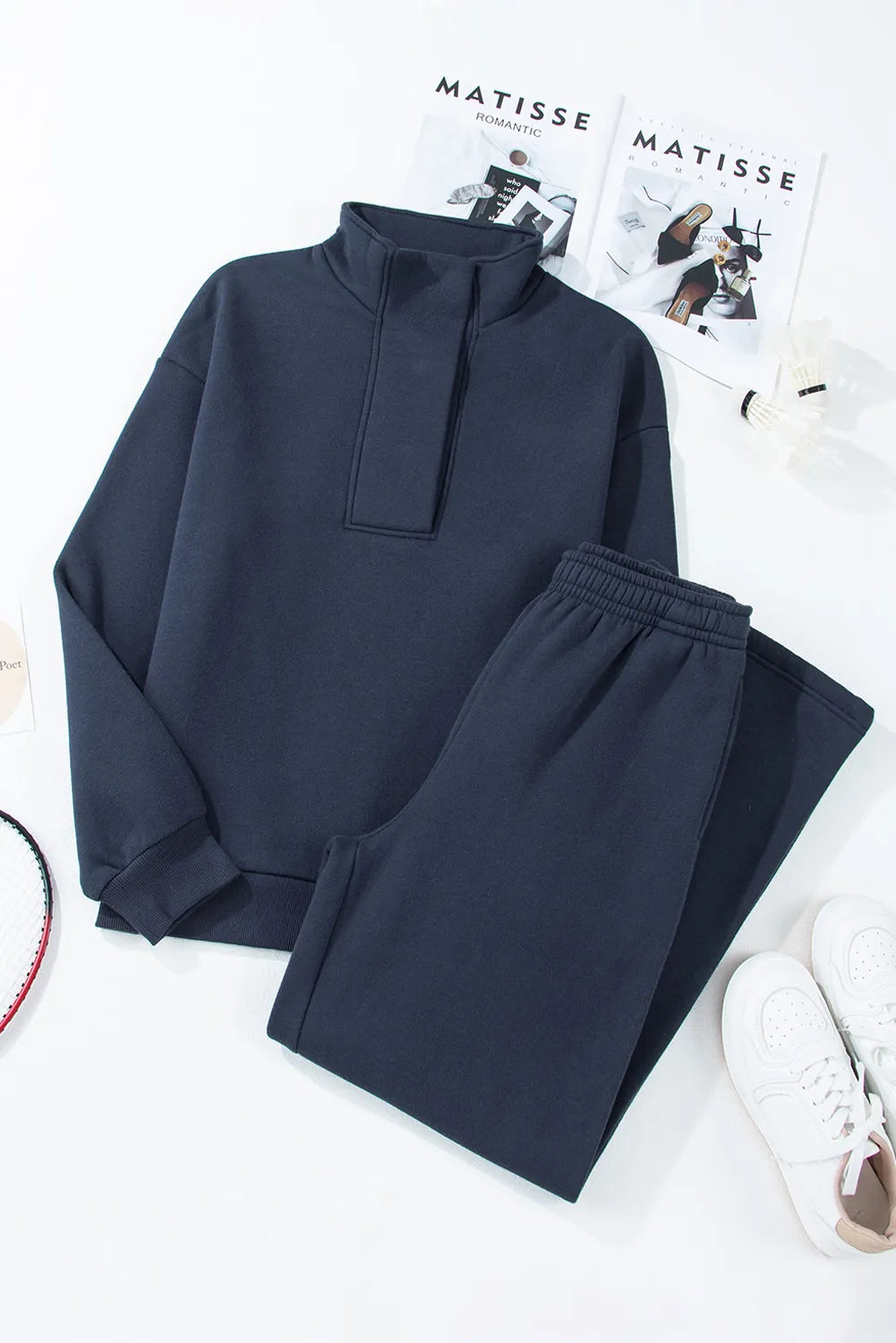 Half Snap Long Sleeve Top and Pants Active Set - Pahabu - Women's Clothing & Shop