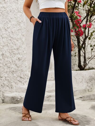 Elastic Waist Wide Leg Pants - Pahabu - Women's Clothing & Shop