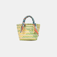 Contrast Woven Handbag with Ribbon - Pahabu - Women's Clothing & Shop