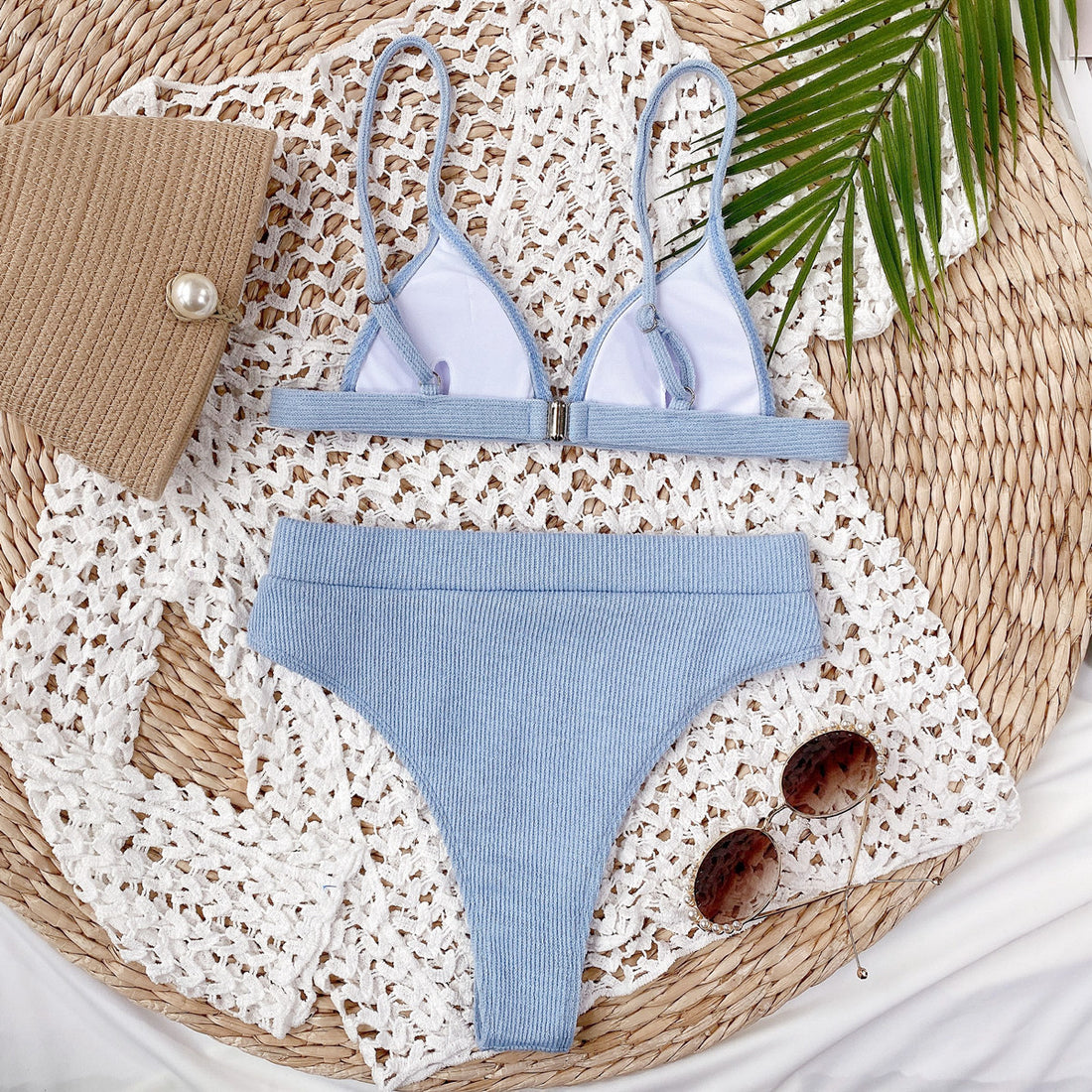 Spaghetti Strap Ribbed Bikini Set - Pahabu - Women's Clothing & Shop