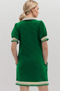 Oh Frill Contrast Trim Johnny Collar Short Sleeve Mini Dress - Pahabu - Women's Clothing & Shop