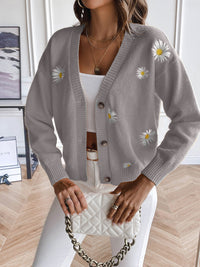 Floral Button Up Cardigan - Pahabu - Women's Clothing & Shop