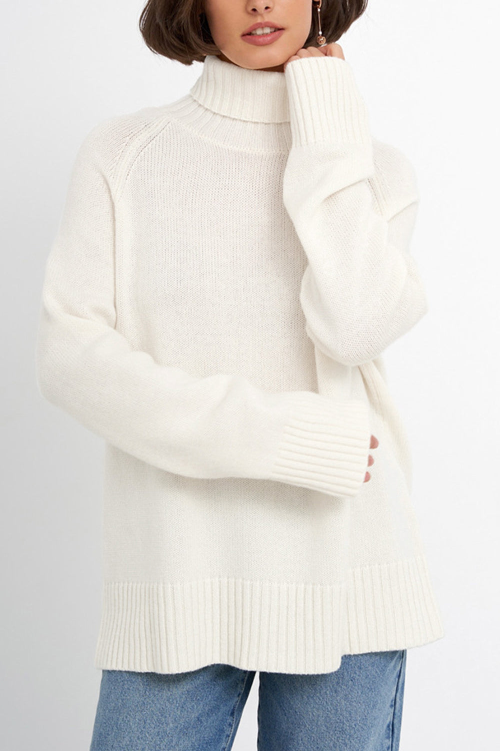 Turtle Neck Raglan Sleeve Sweater - Pahabu - Women's Clothing & Shop