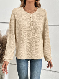 Ivy Lane Half Button Long Sleeve Top - Pahabu - Women's Clothing & Shop