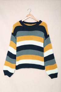 Color Block Round Neck Dropped Shoulder Sweater - Pahabu - Women's Clothing & Shop