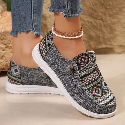 Geometric Round Toe Flat Slip-Ons - Pahabu - Women's Clothing & Shop