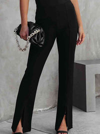 Front Slit Flare Leg Pants - Pahabu - Women's Clothing & Shop