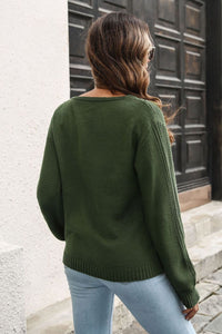 Ribbed Scoop Neck Long Sleeve Pullover Sweater - Pahabu - Women's Clothing & Shop