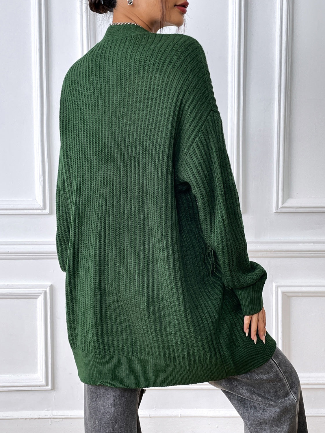 Open Front Long Sleeve Cardigan - Pahabu - Women's Clothing & Shop