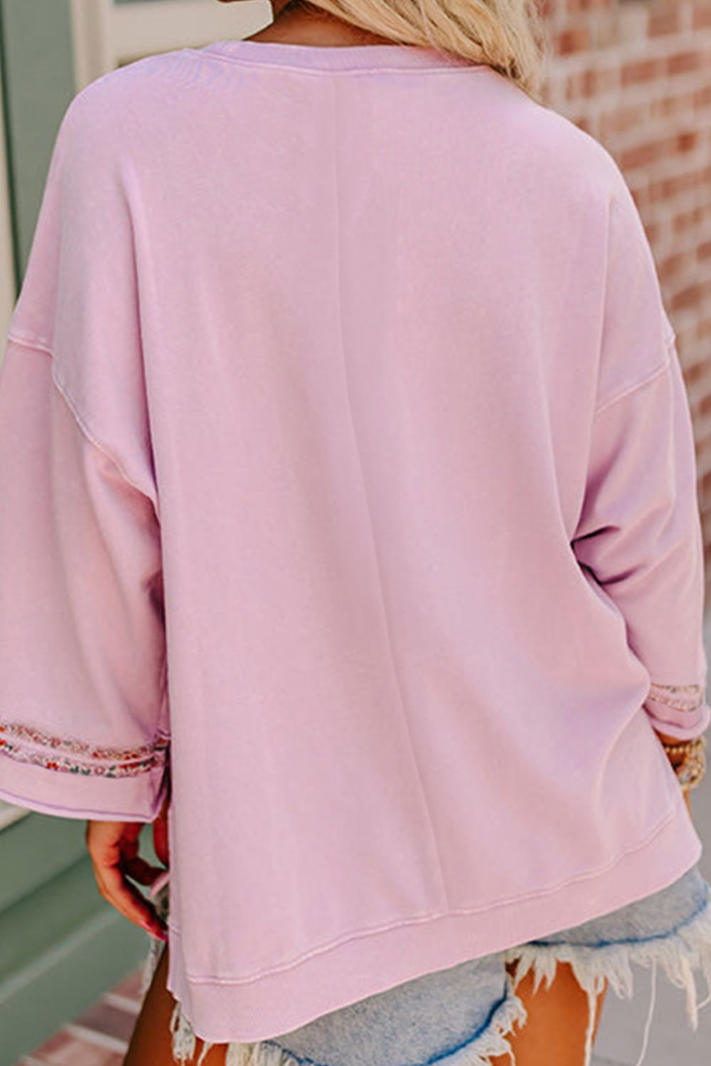 Peace Patch Round Neck Long Sleeve Top - Pahabu - Women's Clothing & Shop