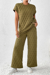 Short Sleeve Top and Pocketed Pants Lounge Set - Pahabu - Women's Clothing & Shop