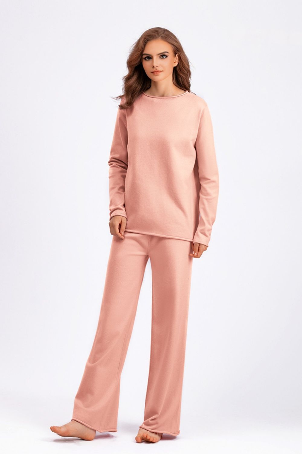 Basic Bae Rolled Round Neck Top and Pants Sweater Set - Pahabu - Women's Clothing & Shop