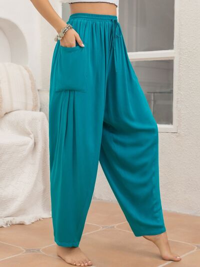 Drawstring Wide Leg Pants with Pockets - Pahabu - Women's Clothing & Shop
