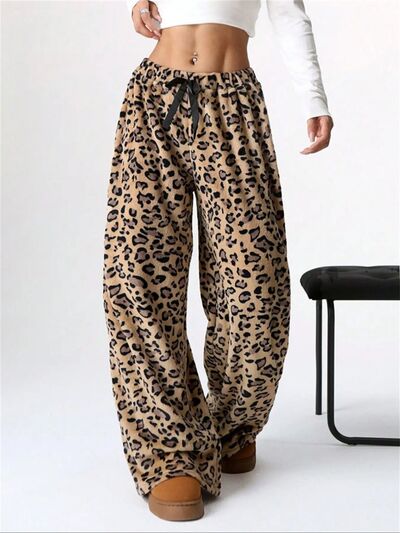Leopard Wide Leg Plush Pants - Pahabu - Women's Clothing & Shop