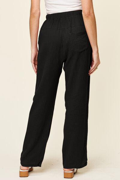 Double Take Full Size Texture Drawstring Straight Pants - Pahabu - Women's Clothing & Shop