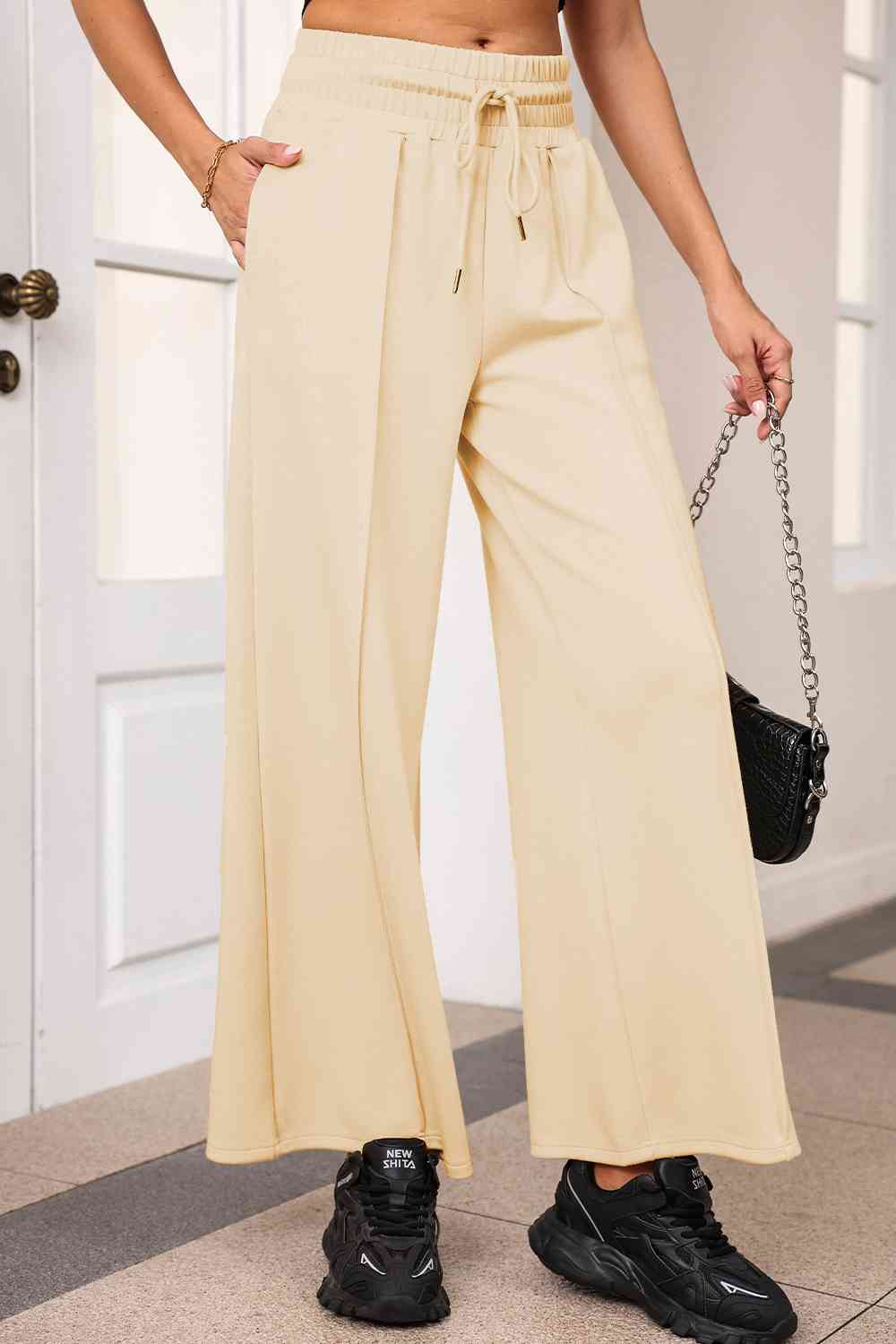 Drawstring Wide Leg Pants with Pockets - Pahabu - Women's Clothing & Shop