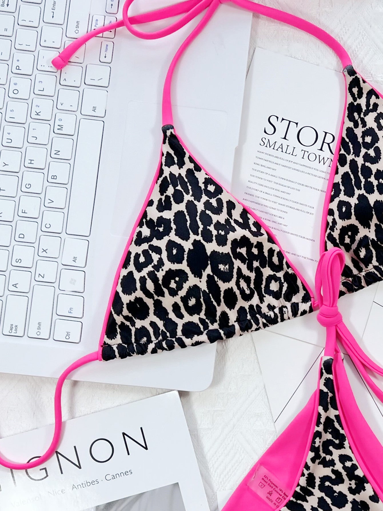 Leopard Print Halter Neck Tie Side Bikini Set - Pahabu - Women's Clothing & Shop