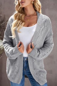 Cable-Knit Open Front Cardigan - Pahabu - Women's Clothing & Shop
