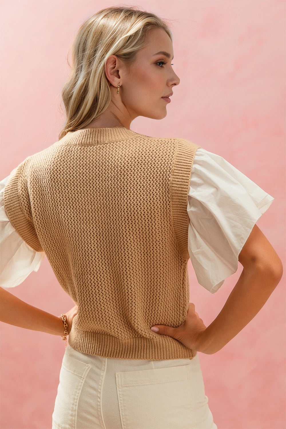 Oh Full Size Ruffled Round Neck Short Sleeve Sweater - Pahabu - Women's Clothing & Shop
