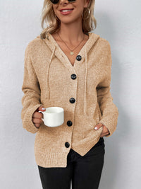 Button-Down Long Sleeve Hooded Sweater - Pahabu - Women's Clothing & Shop