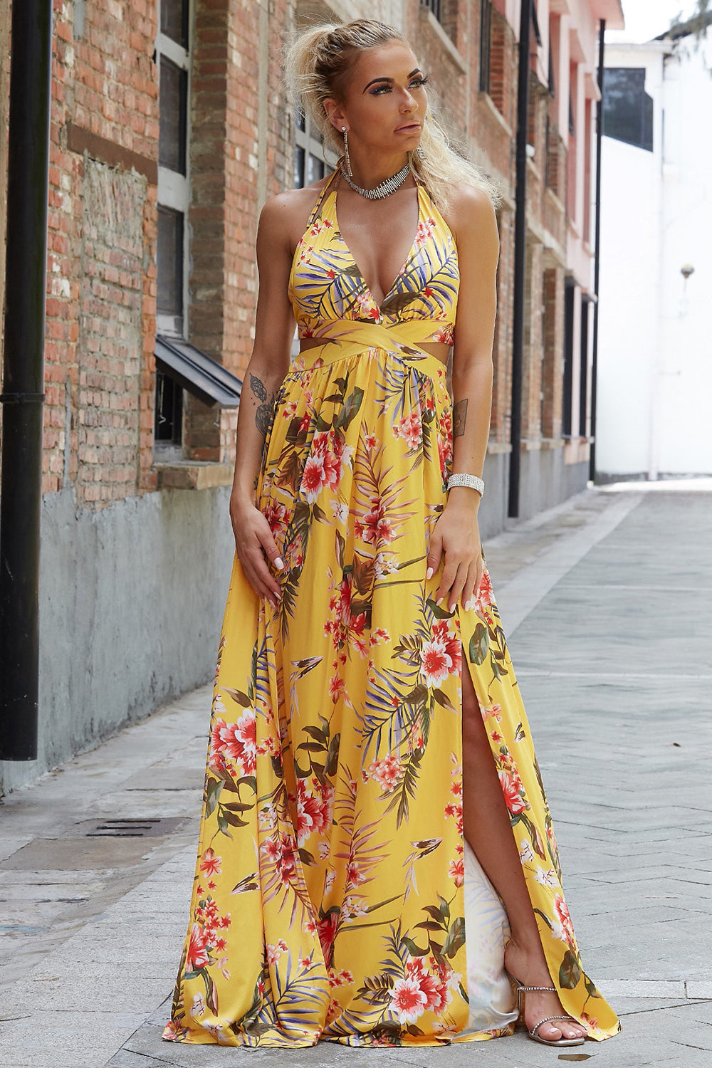 Halter Neck Split Dress - Pahabu - Women's Clothing & Shop