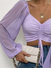 Drawstring Sweetheart Neck Cropped Top - Pahabu - Women's Clothing & Shop