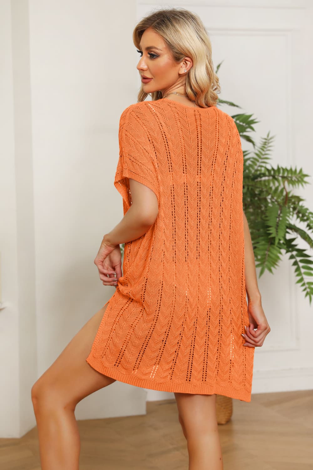 Openwork Side Slit Knit Dress - Pahabu - Women's Clothing & Shop