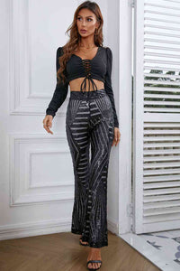 Sequin High Waist Flared Pants - Pahabu - Women's Clothing & Shop