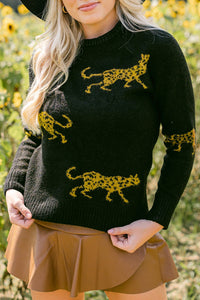 Animal Print Round Neck Sweater - Pahabu - Women's Clothing & Shop