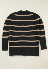 Striped Button Down Long Sleeve Cardigan - Pahabu - Women's Clothing & Shop