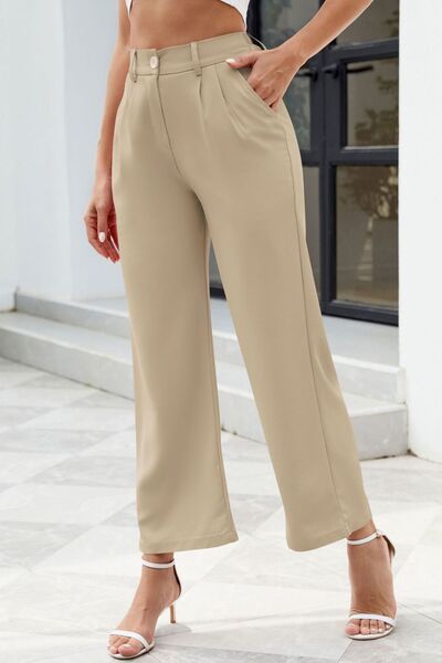 Pocketed High Waist Pants - Pahabu - Women's Clothing & Shop