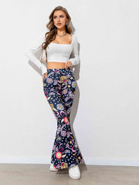 Floral High Waist Flare Leg Pants - Pahabu - Women's Clothing & Shop