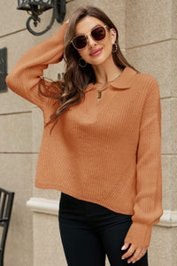 Johnny Collar Lantern Sleeve Sweater - Pahabu - Women's Clothing & Shop