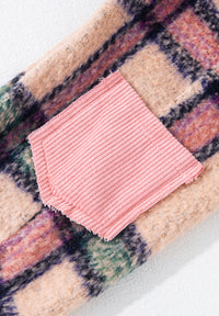 Fuzzy Plaid Corduroy Patchwork Shacket - Pahabu - Women's Clothing & Shop