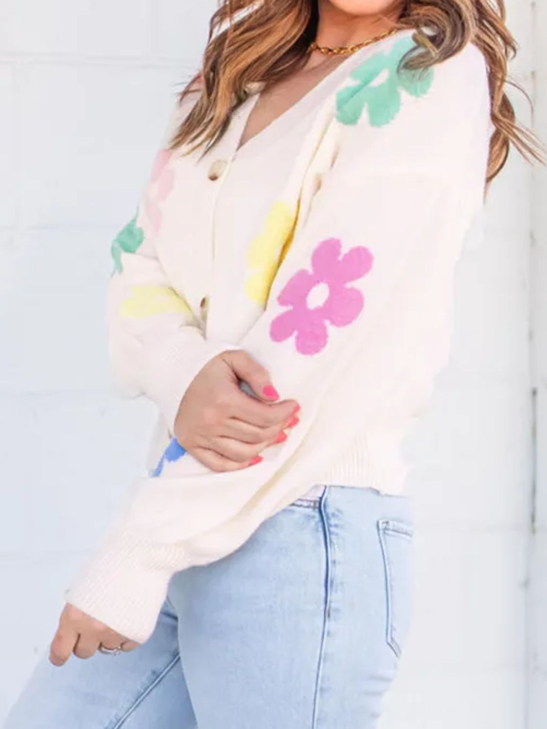 Plus Size Flower Button Up Long Sleeve Cardigan - Pahabu - Women's Clothing & Shop
