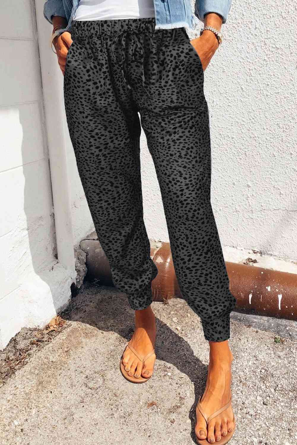 Leopard Print Joggers with Pockets - Pahabu - Women's Clothing & Shop