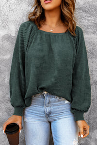 Square Neck Waffle-Knit Top - Pahabu - Women's Clothing & Shop