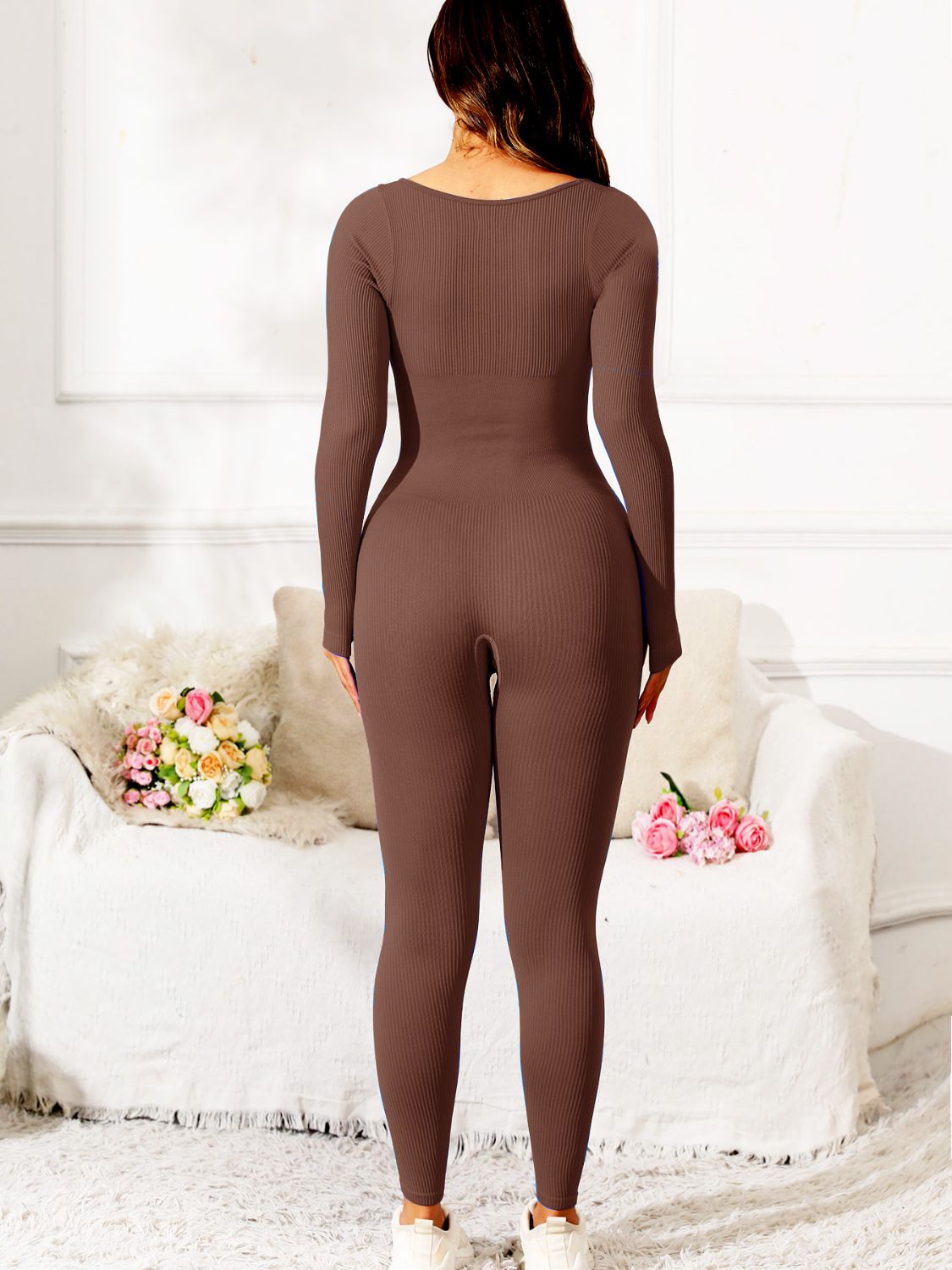 Scoop Neck Long Sleeve Active Jumpsuit - Pahabu - Women's Clothing & Shop