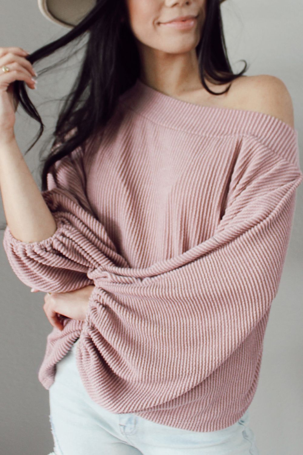 Ribbed Long Sleeve Knit Top - Pahabu - Women's Clothing & Shop