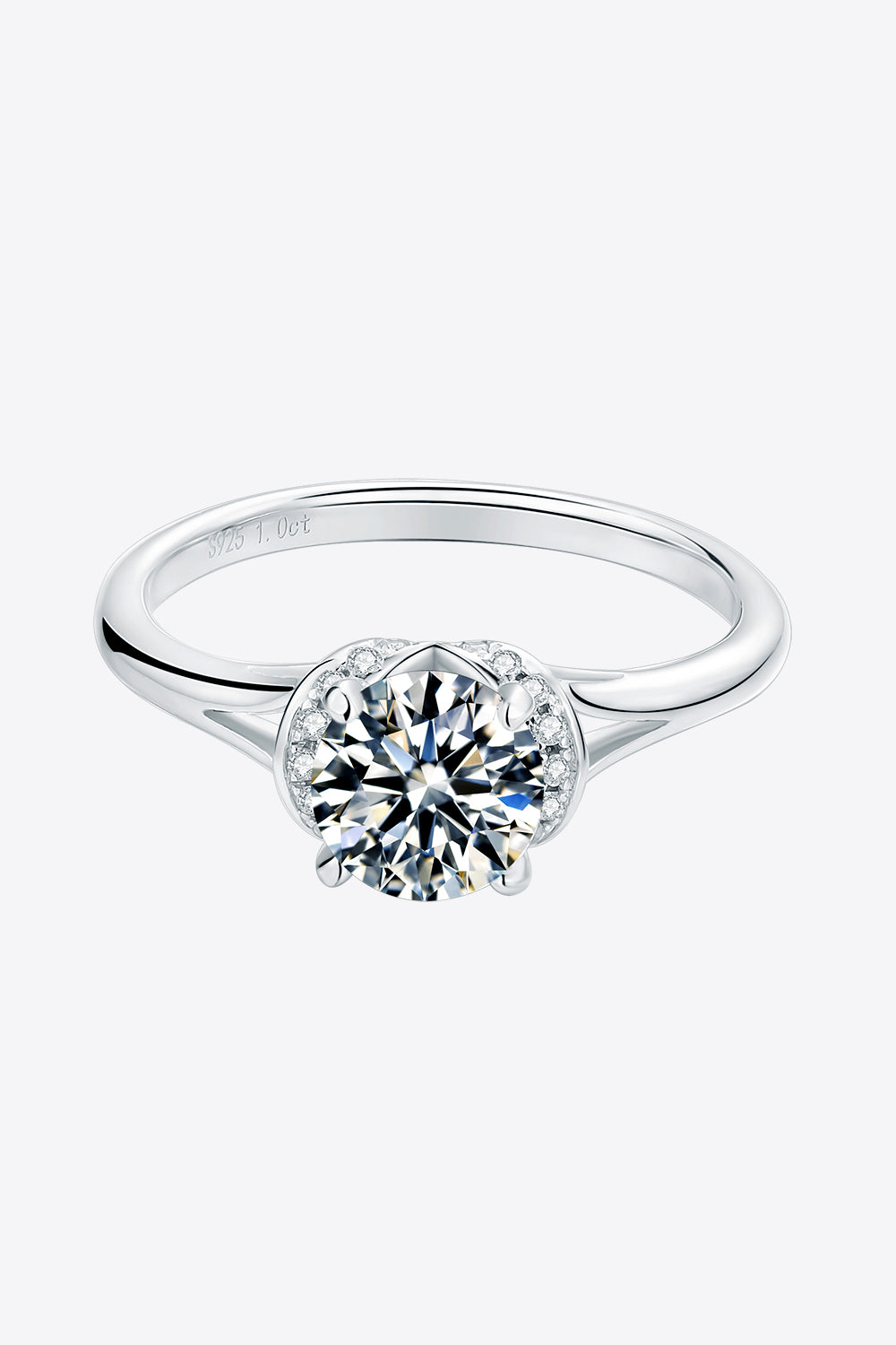1 Carat Moissanite 925 Sterling Silver Split Shank Ring - Pahabu - Women's Clothing & Shop