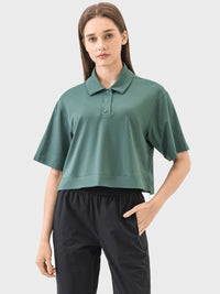 Millennia Half Button Short Sleeve Active T-Shirt - Pahabu - Women's Clothing & Shop