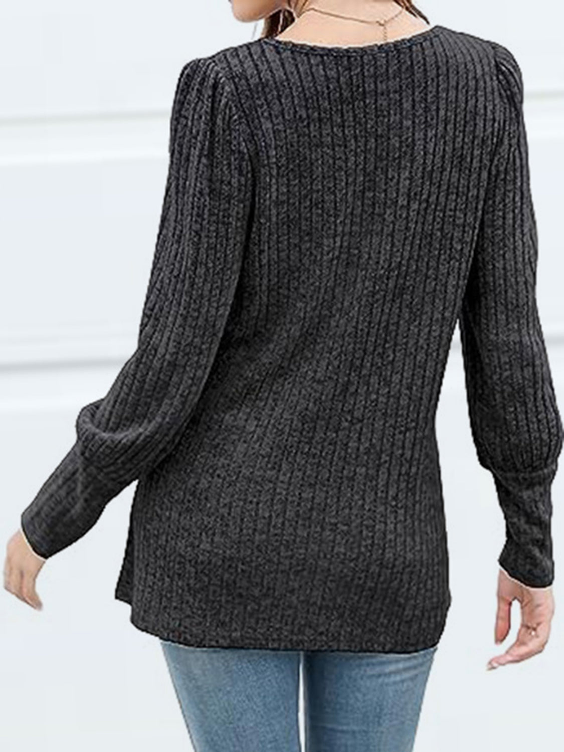 Decorative Button Square Neck Top - Pahabu - Women's Clothing & Shop