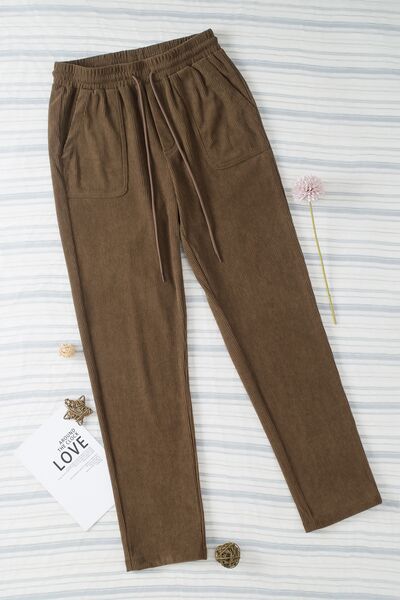 Drawstring Straight Pants with Pockets - Pahabu - Women's Clothing & Shop